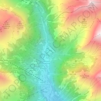 Mapa topográfico Wold, altitud, relieve