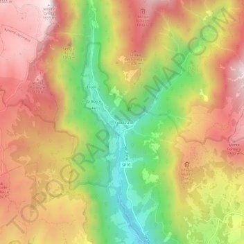 Mapa topográfico Giazza, altitud, relieve