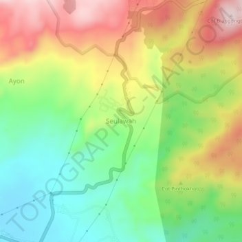Mapa topográfico Seulawah, altitud, relieve
