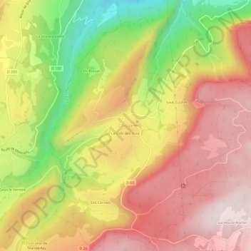 Mapa topográfico Choux, altitud, relieve
