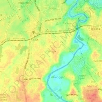 Mapa topográfico Cibogo, altitud, relieve