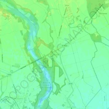 Mapa topográfico Madrisio, altitud, relieve