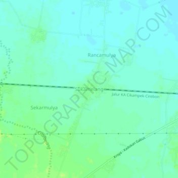 Mapa topográfico Sukamelang, altitud, relieve
