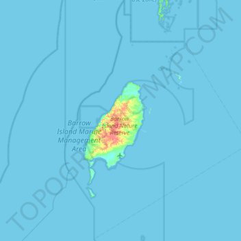Mapa topográfico Barrow Island, altitud, relieve