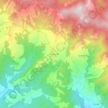 Mapa topográfico Porcigatone, altitud, relieve