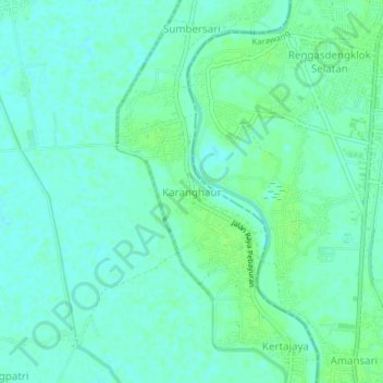 Mapa topográfico Karanghaur, altitud, relieve