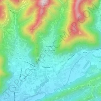 Mapa topográfico Borgo Capretta, altitud, relieve