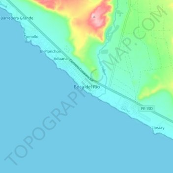 Mapa topográfico Boca del Río, altitud, relieve