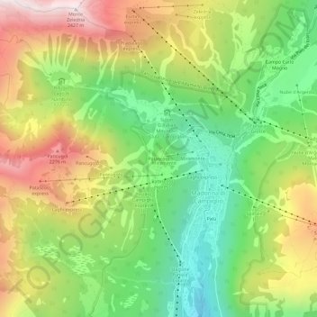 Mapa topográfico Patascoss, altitud, relieve