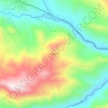 Mapa topográfico Wenam, altitud, relieve