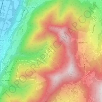 Mapa topográfico Sollières, altitud, relieve