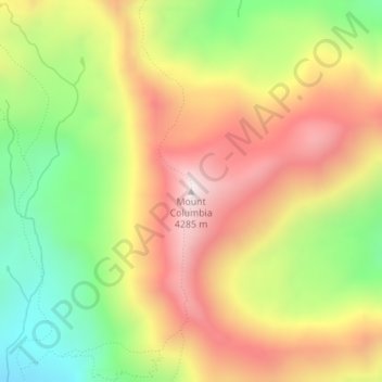Mapa topográfico Mount Columbia, altitud, relieve