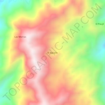 Mapa topográfico El Agrado, altitud, relieve