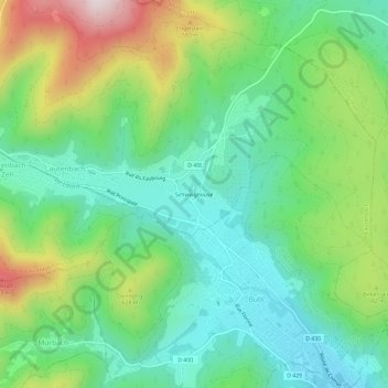 Mapa topográfico Schweighouse, altitud, relieve
