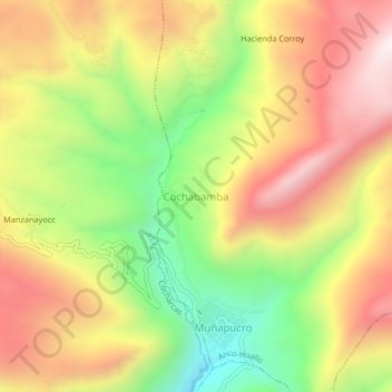 Mapa topográfico Cochabamba, altitud, relieve