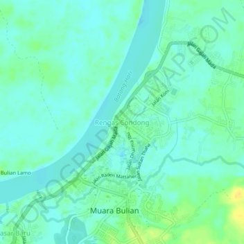 Mapa topográfico Rengas Condong, altitud, relieve