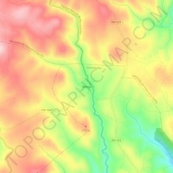 Mapa topográfico Refega, altitud, relieve
