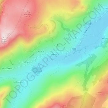 Mapa topográfico La Buge, altitud, relieve