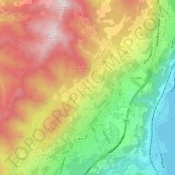 Mapa topográfico Fosseno, altitud, relieve