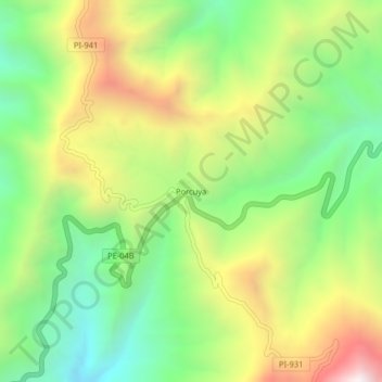 Mapa topográfico Porcuya, altitud, relieve