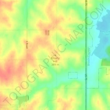 Mapa topográfico Albany Hill, altitud, relieve