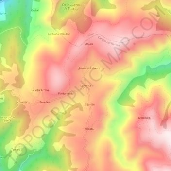 Mapa topográfico La Venta, altitud, relieve