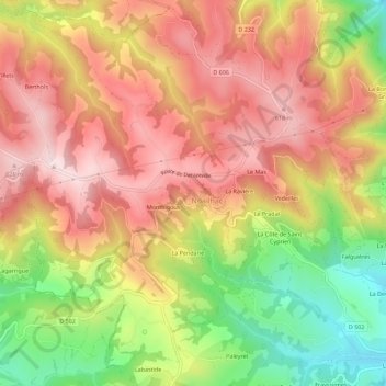 Mapa topográfico La Merlaterie, altitud, relieve