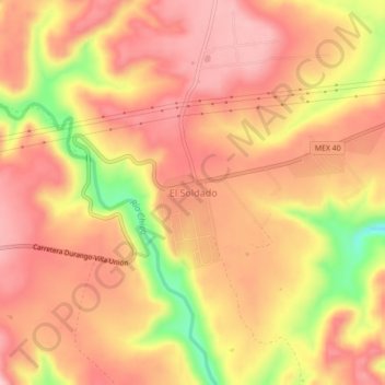 Mapa topográfico El Soldado, altitud, relieve