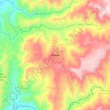 Mapa topográfico Neira, altitud, relieve