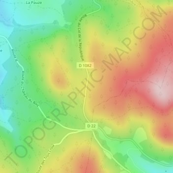 Mapa topográfico Col de la République, altitud, relieve