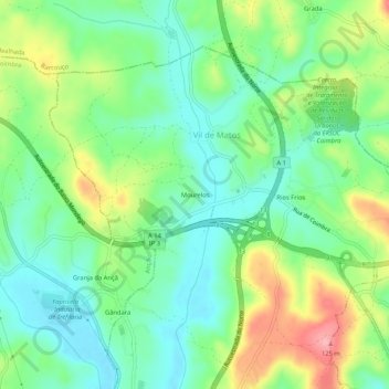 Mapa topográfico Mourelos, altitud, relieve