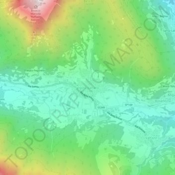 Mapa topográfico Vigolo Vattaro, altitud, relieve