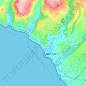Mapa topográfico L'Enclos, altitud, relieve
