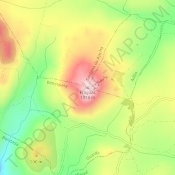 Mapa topográfico Fráguas, altitud, relieve