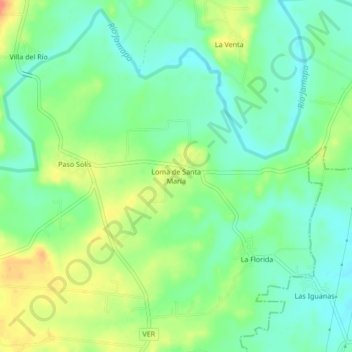 Mapa topográfico Loma de Santa María, altitud, relieve