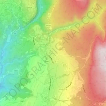 Mapa topográfico Malosco, altitud, relieve