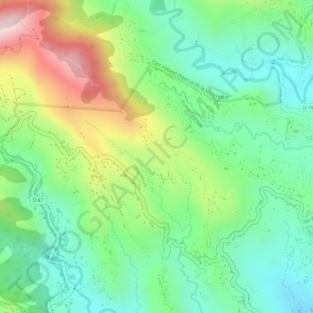 Mapa topográfico Rabuchon, altitud, relieve