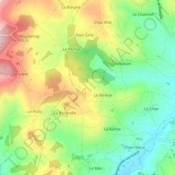 Mapa topográfico Le Bessy, altitud, relieve