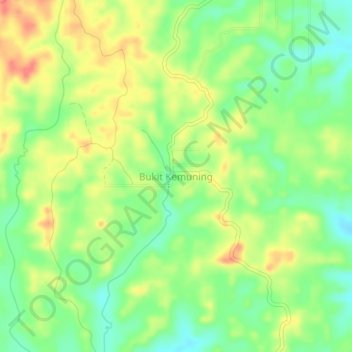 Mapa topográfico Bukit Kemuning, altitud, relieve