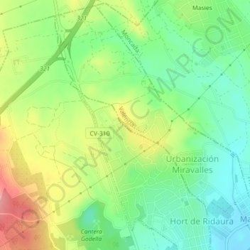 Mapa topográfico Horteta, altitud, relieve