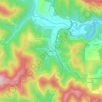 Mapa topográfico La Condamine, altitud, relieve
