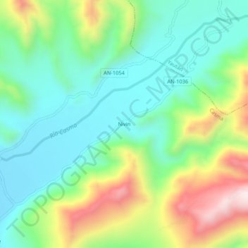 Mapa topográfico Nivin, altitud, relieve