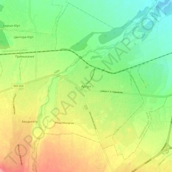 Mapa topográfico Argún, altitud, relieve