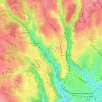 Mapa topográfico Le Bourg, altitud, relieve