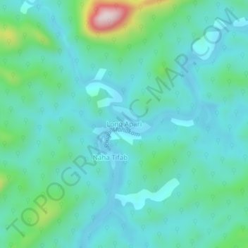 Mapa topográfico Long Apari, altitud, relieve