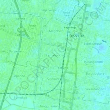 Mapa topográfico Lemahputro, altitud, relieve