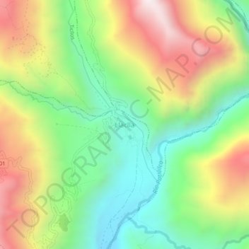 Mapa topográfico Llaclla, altitud, relieve