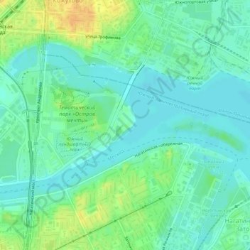 Mapa topográfico Коломенка, altitud, relieve