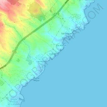 Mapa topográfico La Caleta, altitud, relieve
