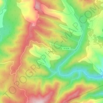 Mapa topográfico Paradiña, altitud, relieve